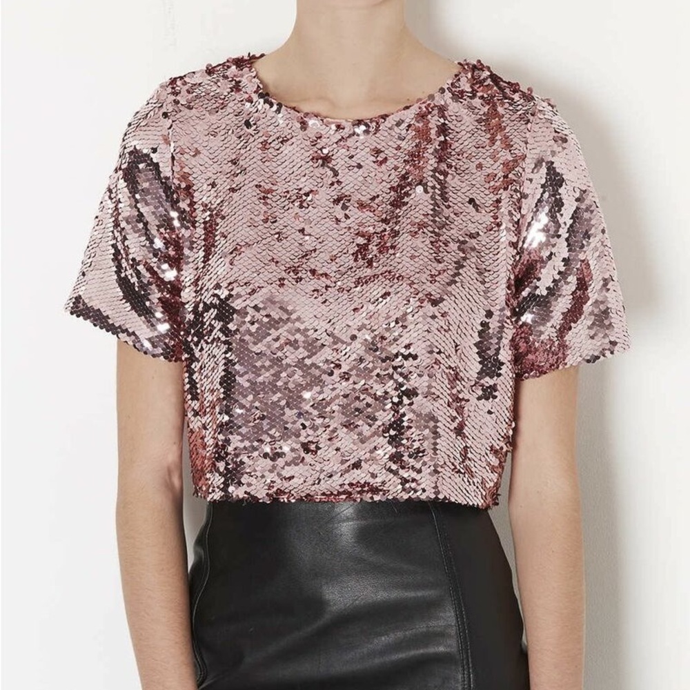 Topshop Pink Sequin Cropped Tank – Fits Like Medium (No Size Tag)
